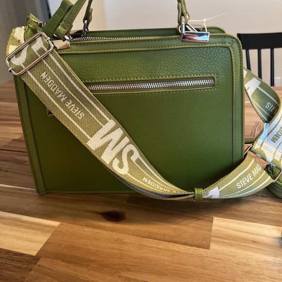 NWT STEVE MADDEN BMATEO CROSSBODY BAG TOP HANDLE SATCHEL‎ W AIRPOD CASE GREEN - Picture 9 of 9